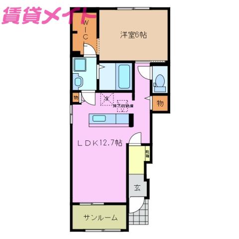 フェルサーメル(1LDK/1階)の間取り写真