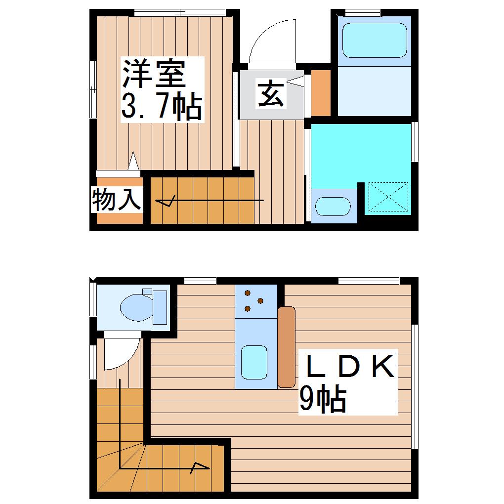 ハピネスライフ(1LDK/1階)の間取り写真