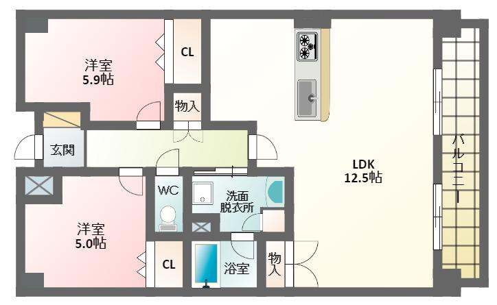 ハーヴェスト今川2番館(2LDK/4階)の間取り写真