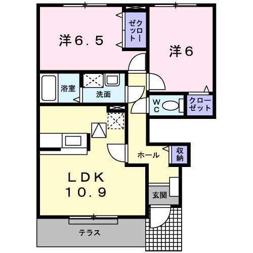 セレーノI(2LDK/1階)の間取り写真