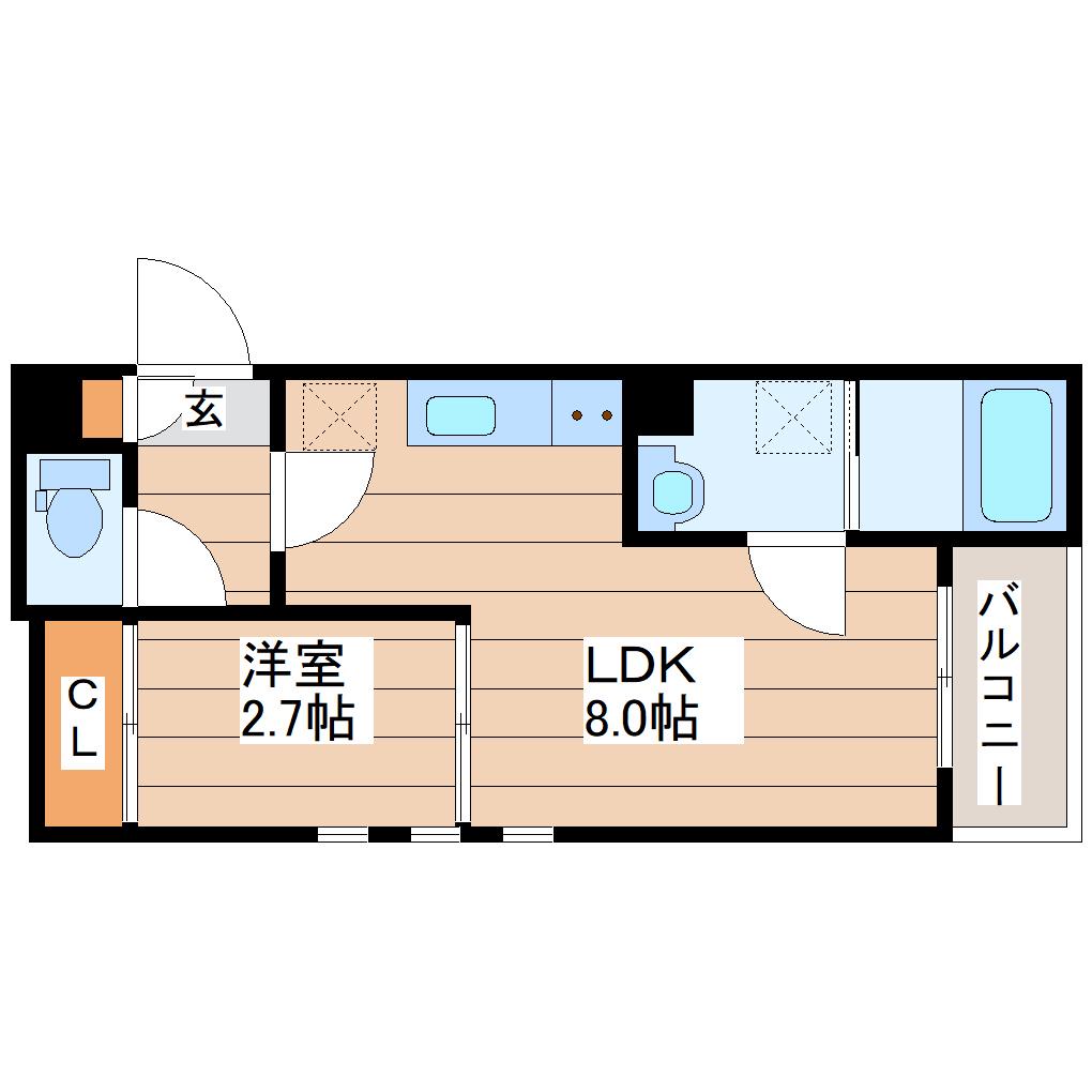 GRANDTIC台原(1LDK/2階)の間取り写真