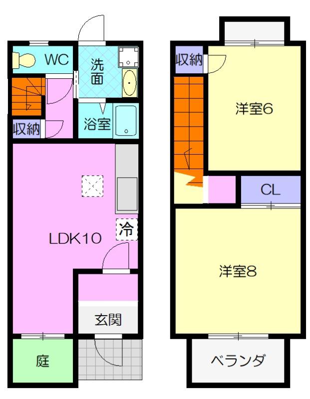 プレミール・ボナール(2LDK/1階)の間取り写真