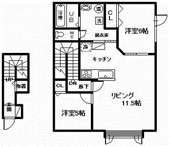 シルフィ(2LDK/2階)の間取り写真