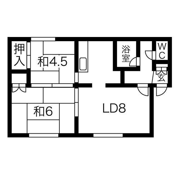 和幸ハイツ(2LDK/2階)の間取り写真