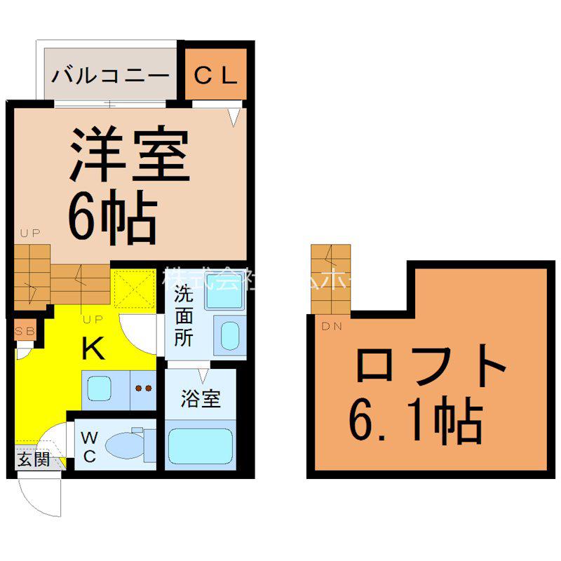 プランドール小幡(1SK/1階)の間取り写真