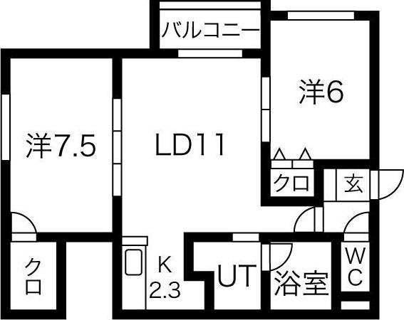 プレシャス333(2LDK/1階)の間取り写真