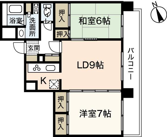 ソレイユ小田(2LDK/3階)の間取り写真