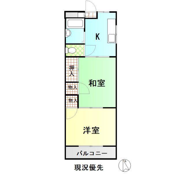阿川マンション(2K/3階)の間取り写真