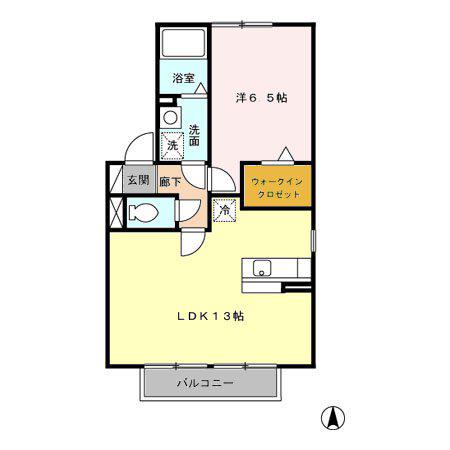 セジュールきよしB(1LDK/2階)の間取り写真
