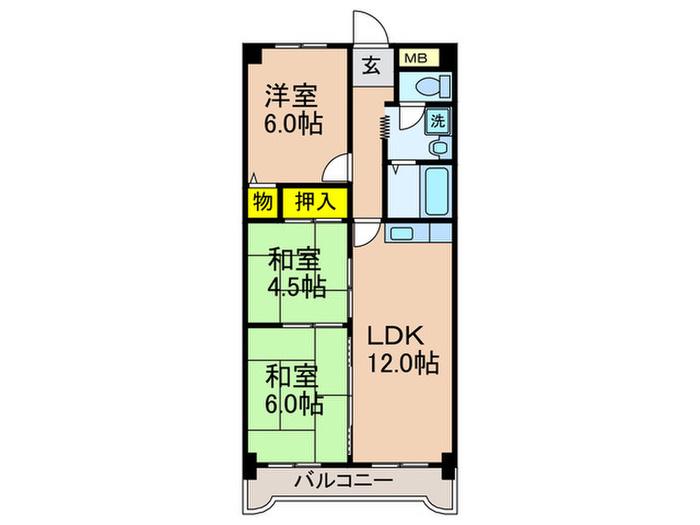グリーンヒル吉井(3LDK/2階)の間取り写真