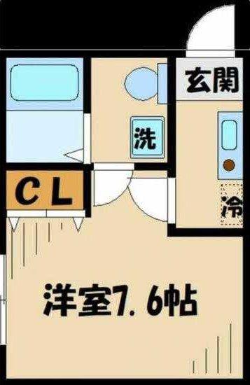 コモド淵野辺(1K/1階)の間取り写真