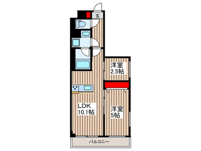 パルムクレスト武蔵小山 ノース棟(2LDK/4階)の間取り写真