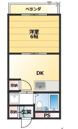 サンハイツ多井田C棟(1DK/2階)の間取り写真