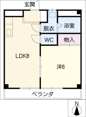 シャローF(1LDK/2階)の間取り写真