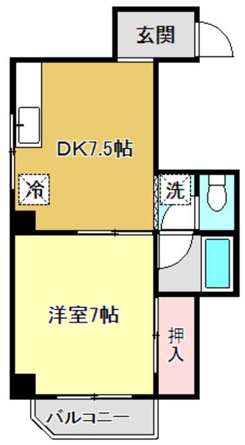 合田ビル(1DK/7階)の間取り写真