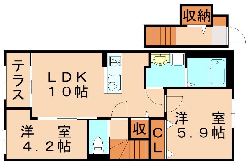 ボンシャンス楠木(2LDK/2階)の間取り写真