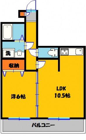 アルファーレジデンス簗瀬(1LDK/6階)の間取り写真