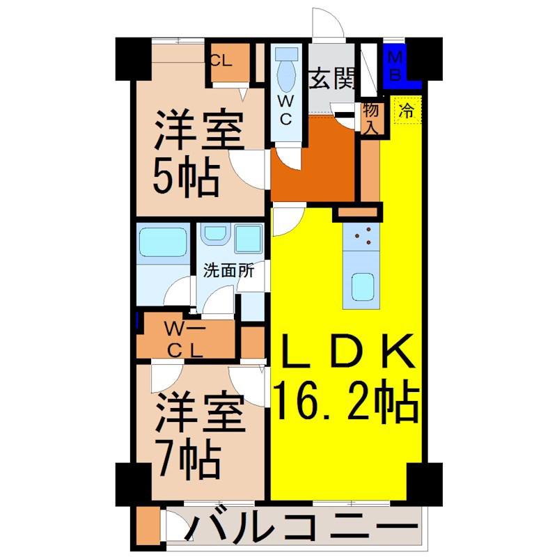 TRI-STAGE(2LDK/2階)の間取り写真