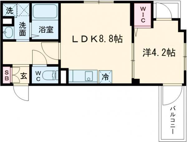 LOUIS APARTMENT 長瀬ノール(1LDK/2階)の間取り写真