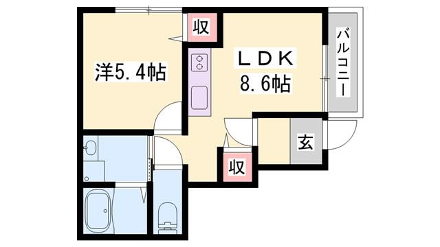 ネットハイツII(1LDK/1階)の間取り写真