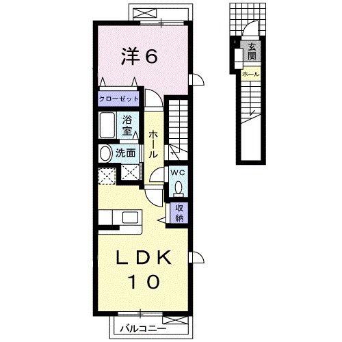 メルローズの丘II A(1LDK/2階)の間取り写真