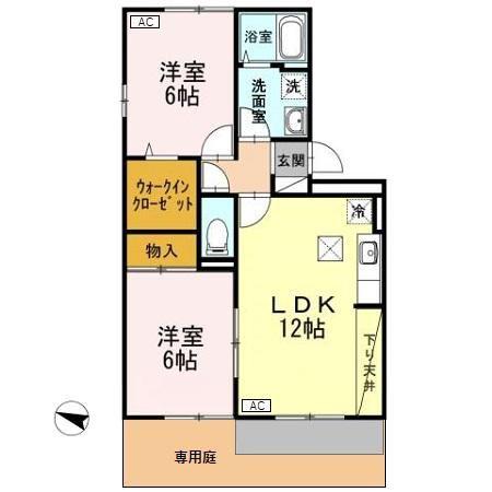 リビングタウン新潟 B(2LDK/1階)の間取り写真