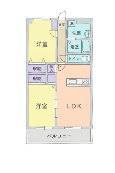 グローリアス(2LDK/2階)の間取り写真