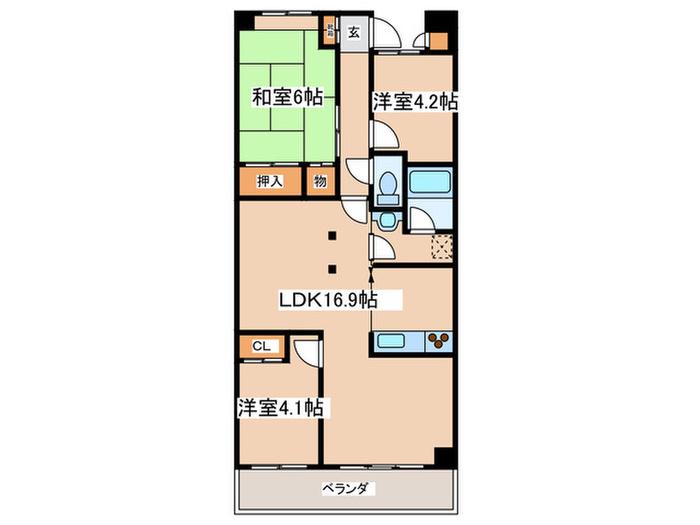 CITY21(3LDK/6階)の間取り写真