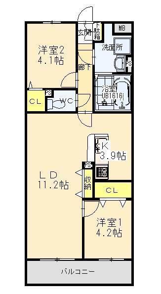 T・フェアリートキワ(2LDK/1階)の間取り写真