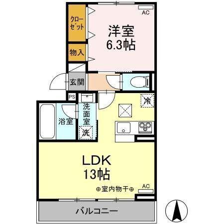 パラディ(1LDK/1階)の間取り写真