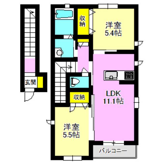 メルクマール(2LDK/2階)の間取り写真