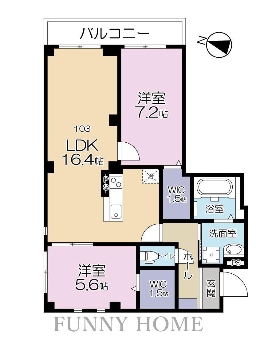 A.FLAT II(2LDK/1階)の間取り写真