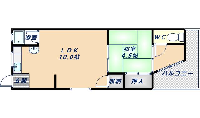 稲田シャトークワジマ(1LDK/3階)の間取り写真