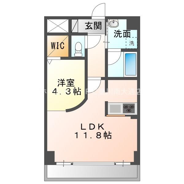 ヴィブレ柱(1LDK/6階)の間取り写真