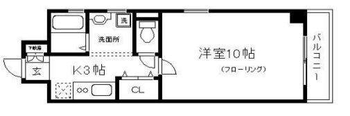 地下鉄烏丸線 丸太町駅(京都市営) 徒歩3分 5階建 築24年(1K/3階)の間取り写真