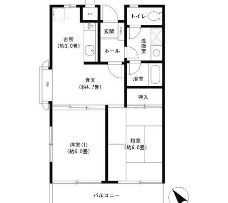 ベイシティメゾン石川町(2DK/2階)の間取り写真