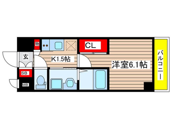 サーティスリー上前津(1K/5階)の間取り写真