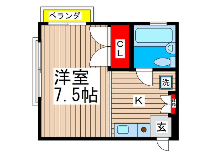 ヴィラ検見川(1K/3階)の間取り写真