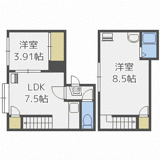 プライムハウス宮の森壱番館(2DK/2階)の間取り写真