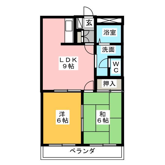 メゾンリヴィエールFUJI(2DK/2階)の間取り写真