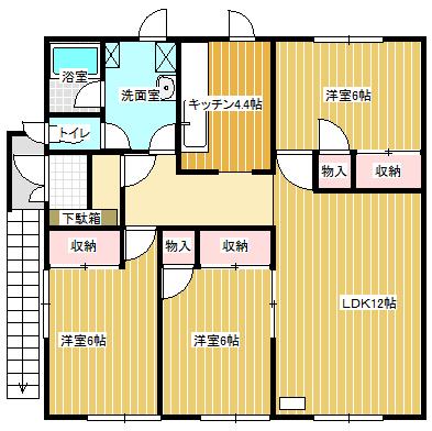 砂川北自アパート(3LDK/2階)の間取り写真