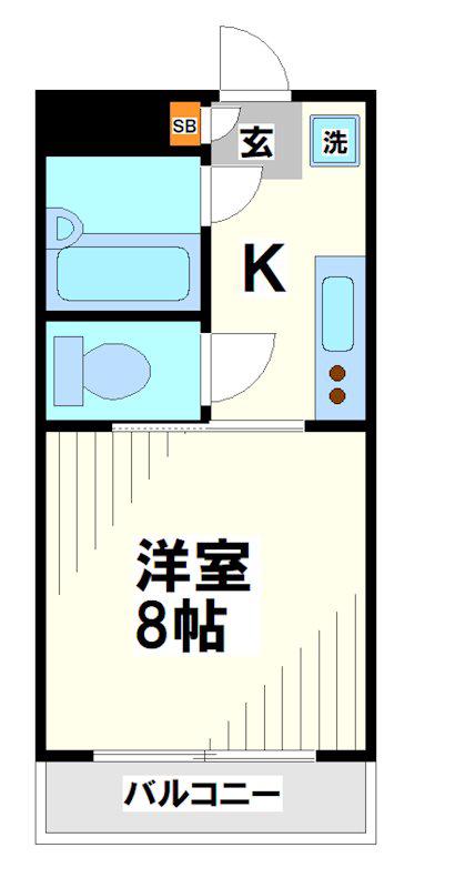 フラット白馬(1DK/2階)の間取り写真