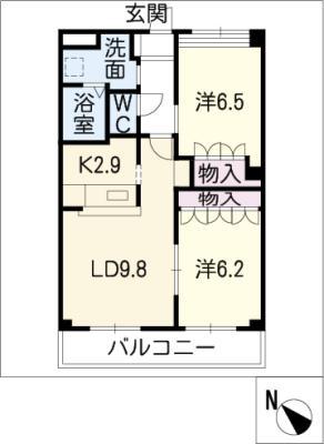 サンコートISHIZUKA(2LDK/2階)の間取り写真