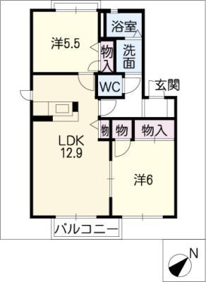 カリメーラA棟(2LDK/1階)の間取り写真