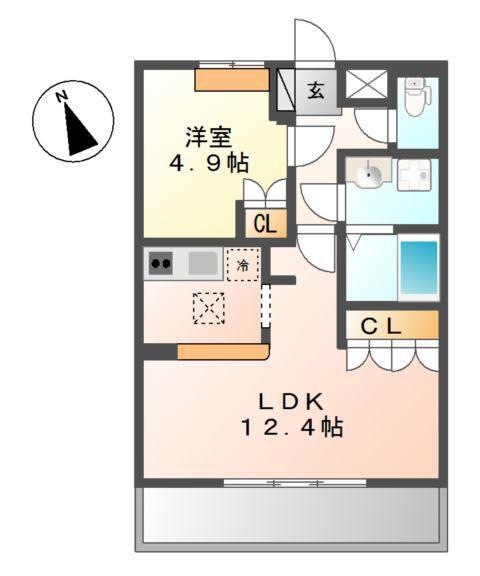 フォレストヴィラIII(1LDK/1階)の間取り写真