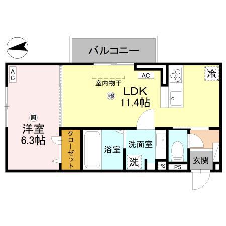 D REGALO米松(1LDK/2階)の間取り写真