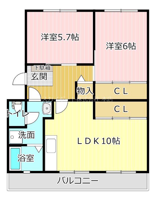 永田マンション(2LDK/2階)の間取り写真