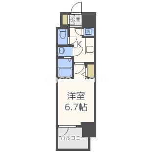 レジュールアッシュ中之島サウス(1K/7階)の間取り写真