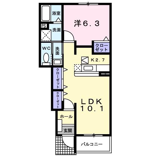 ミルフィーユII(1LDK/1階)の間取り写真