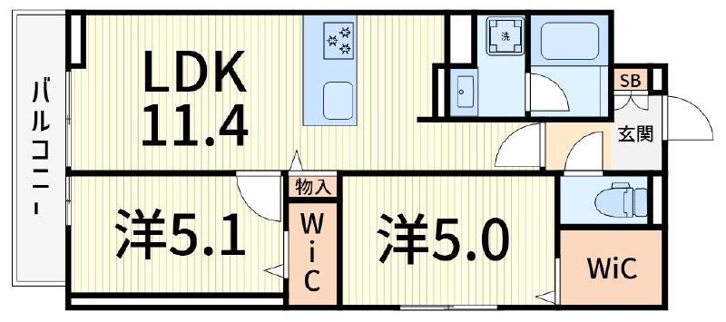 セレスティア柴又II(2LDK/2階)の間取り写真